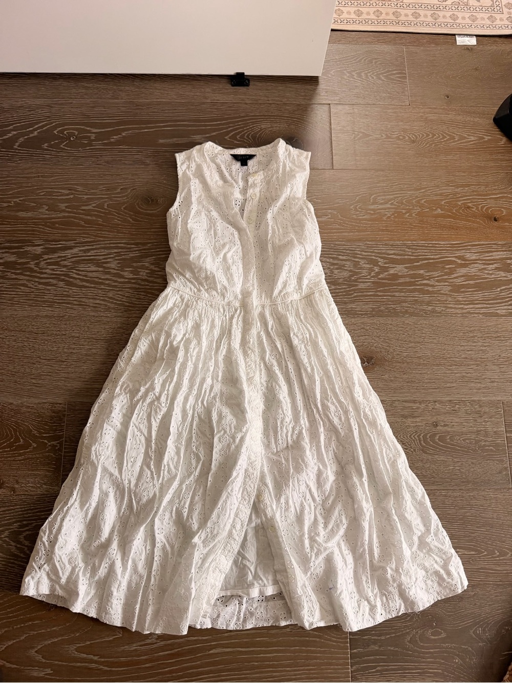 J. Crew White Eyelet Sleeveless Midi Dress size 4